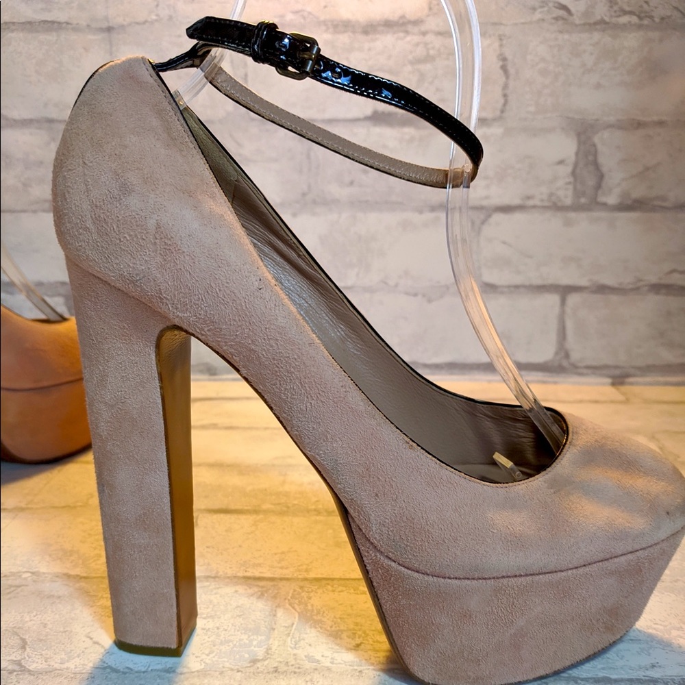 Beige suede high heels